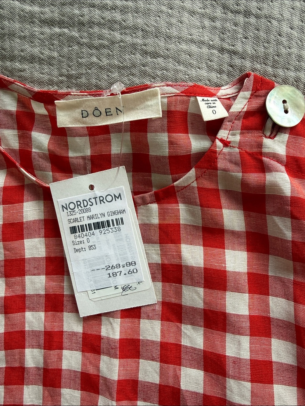 NWT Doen Scarlet Marilyn Gingham Dress - Picture 4 of 4